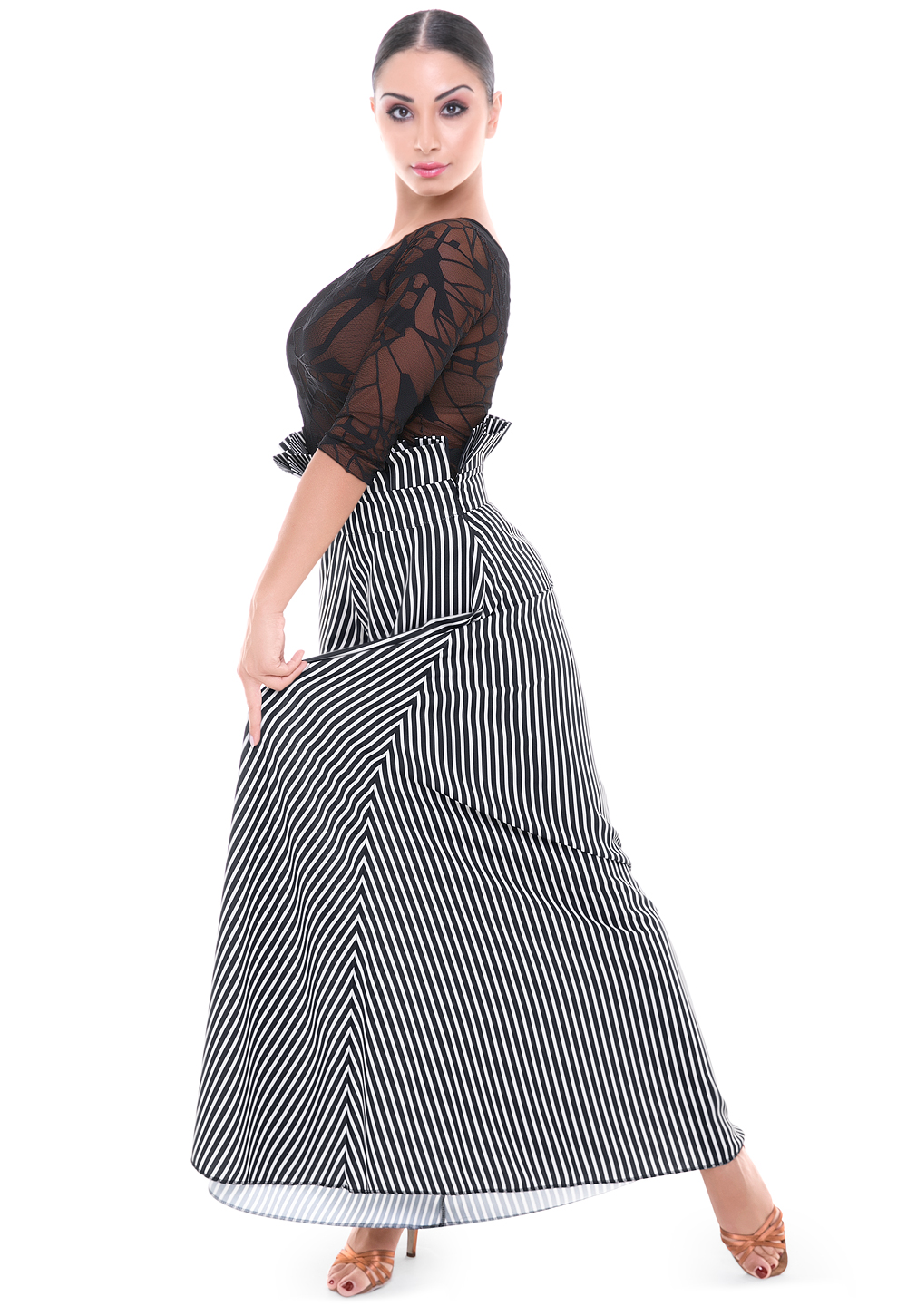 PopconAtelier Rhinestone Strap Sheer Dance Top WLT087 | Tops