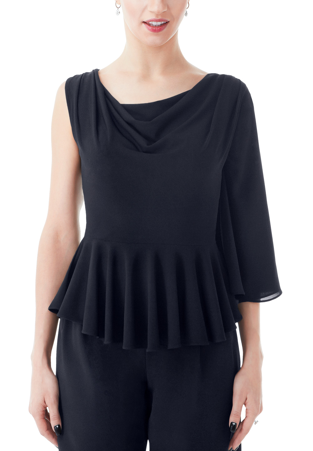 PopconAtelier Ruffled Top WMT109-Black