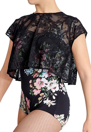 PopconAtelier Sheer Mesh Cape Top WT017-01 Black Lace