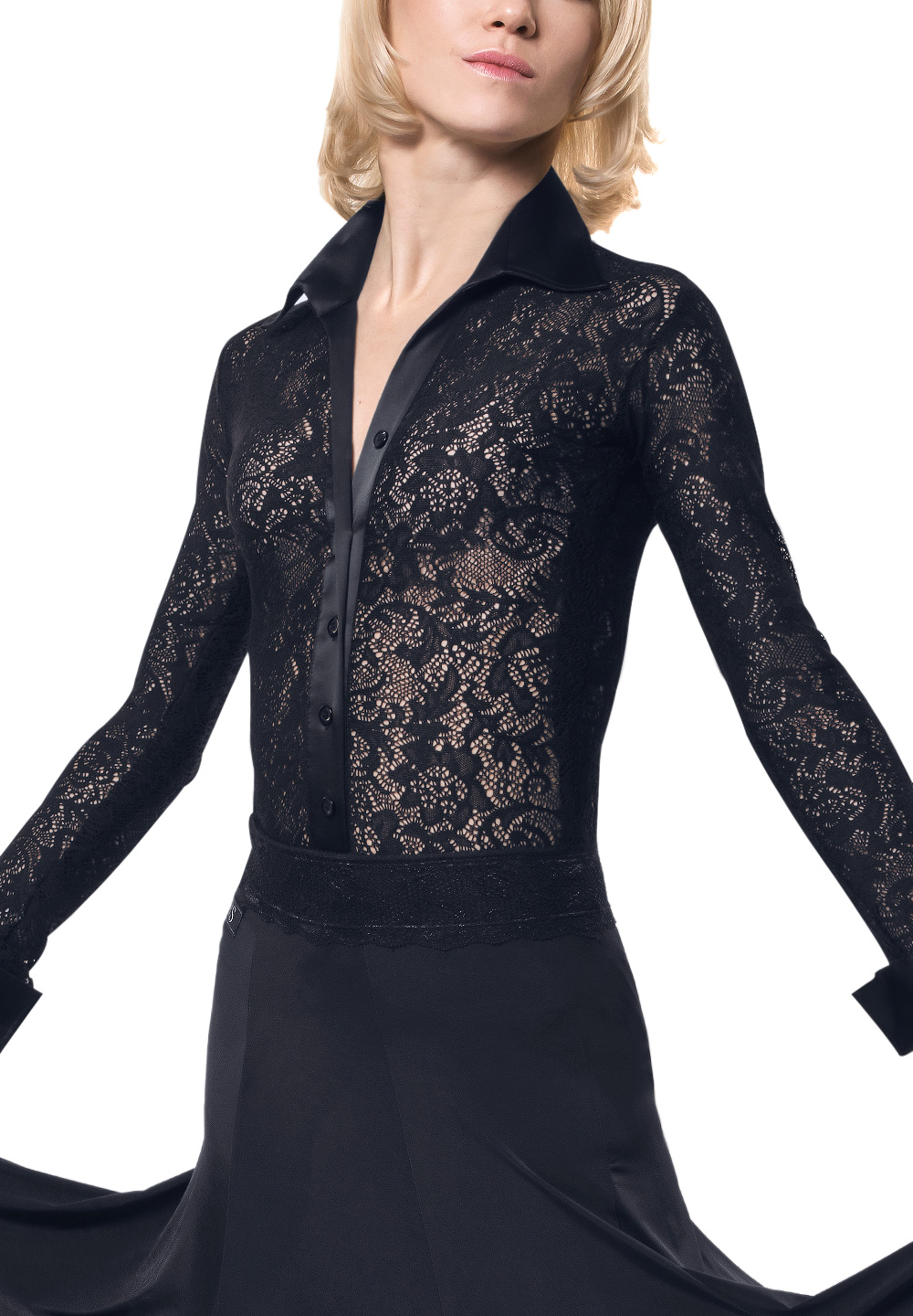 RS Atelier Vania Lace Body Shirt-Black