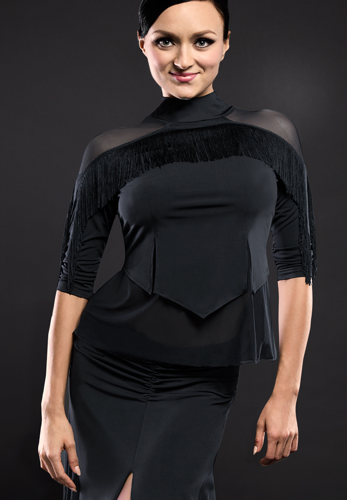 Santoria Ema Fringe Top T5130-Black