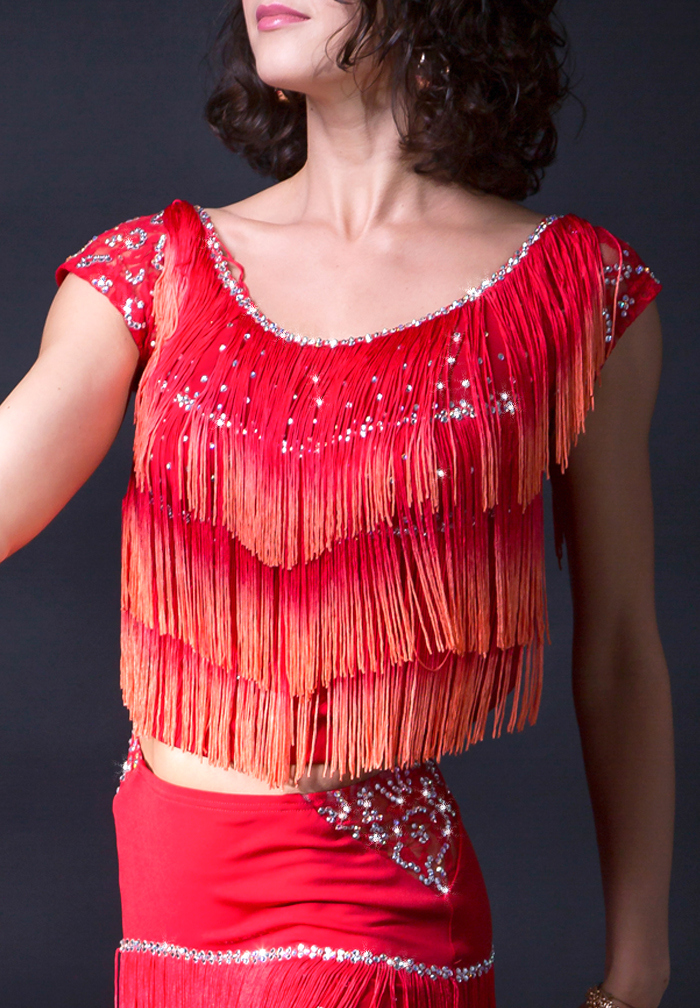 Santoria Gera Fringe Latin Dance Top T5118 Tops