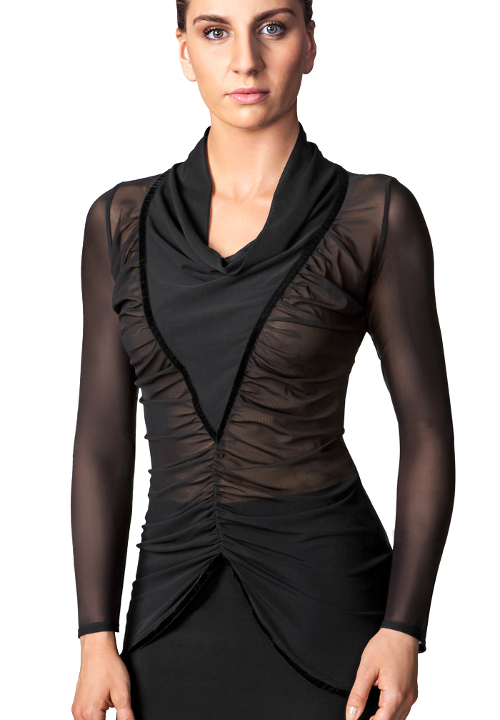 Sensu Silhouette Dance Blouse B9-Black Mesh