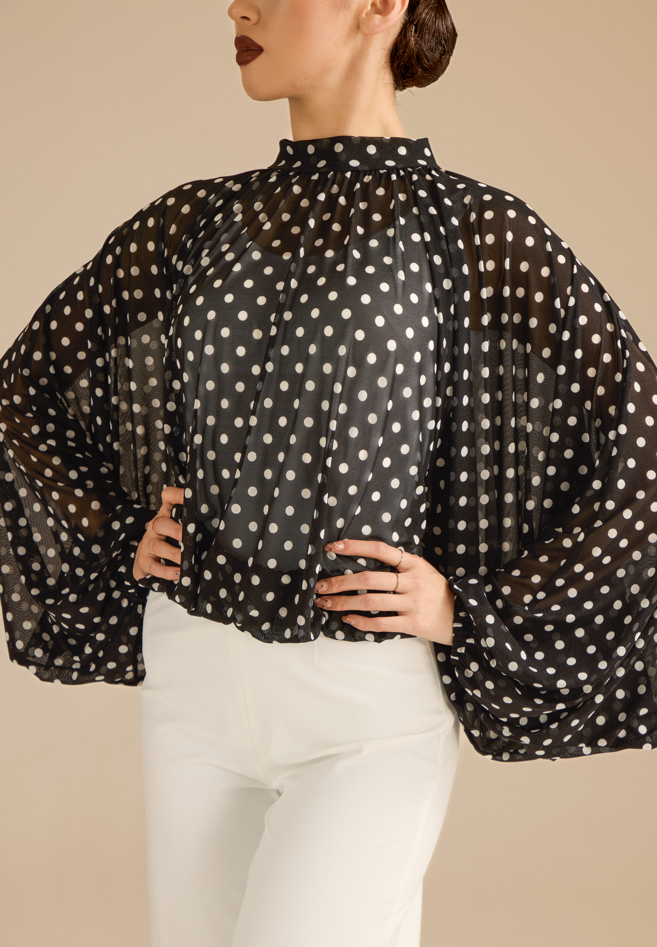 TDANCE Serenade Sway Ballroom Top JM-0325-Black/Dots