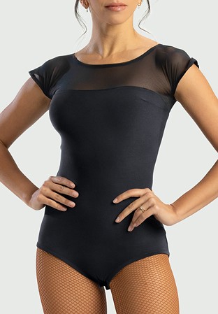 C by Chrisanne Clover Sheer Taurus Leotard-Black