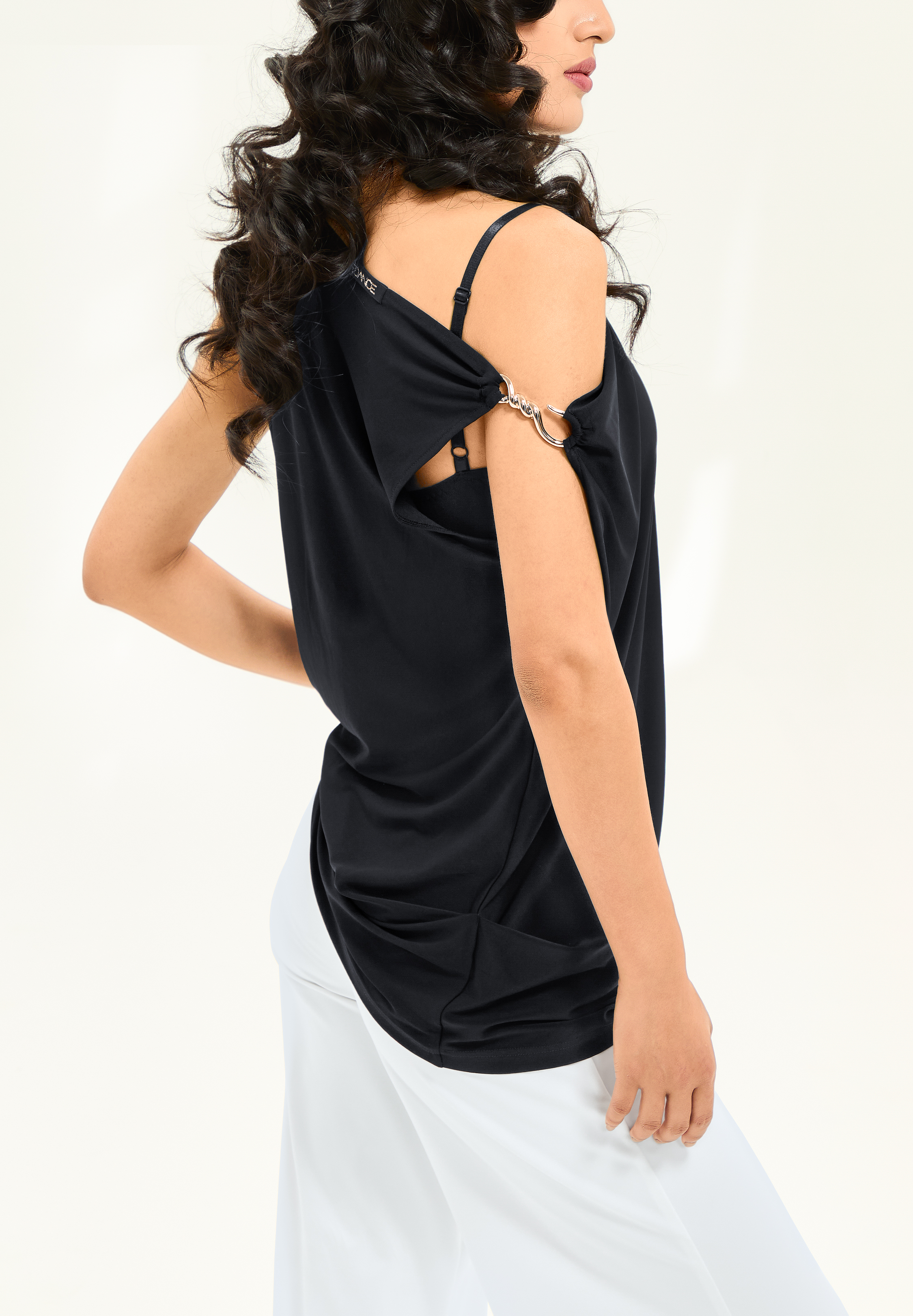 TDANCE Asymmetric Slanted Neck Draped Top JM-0116 | Tops