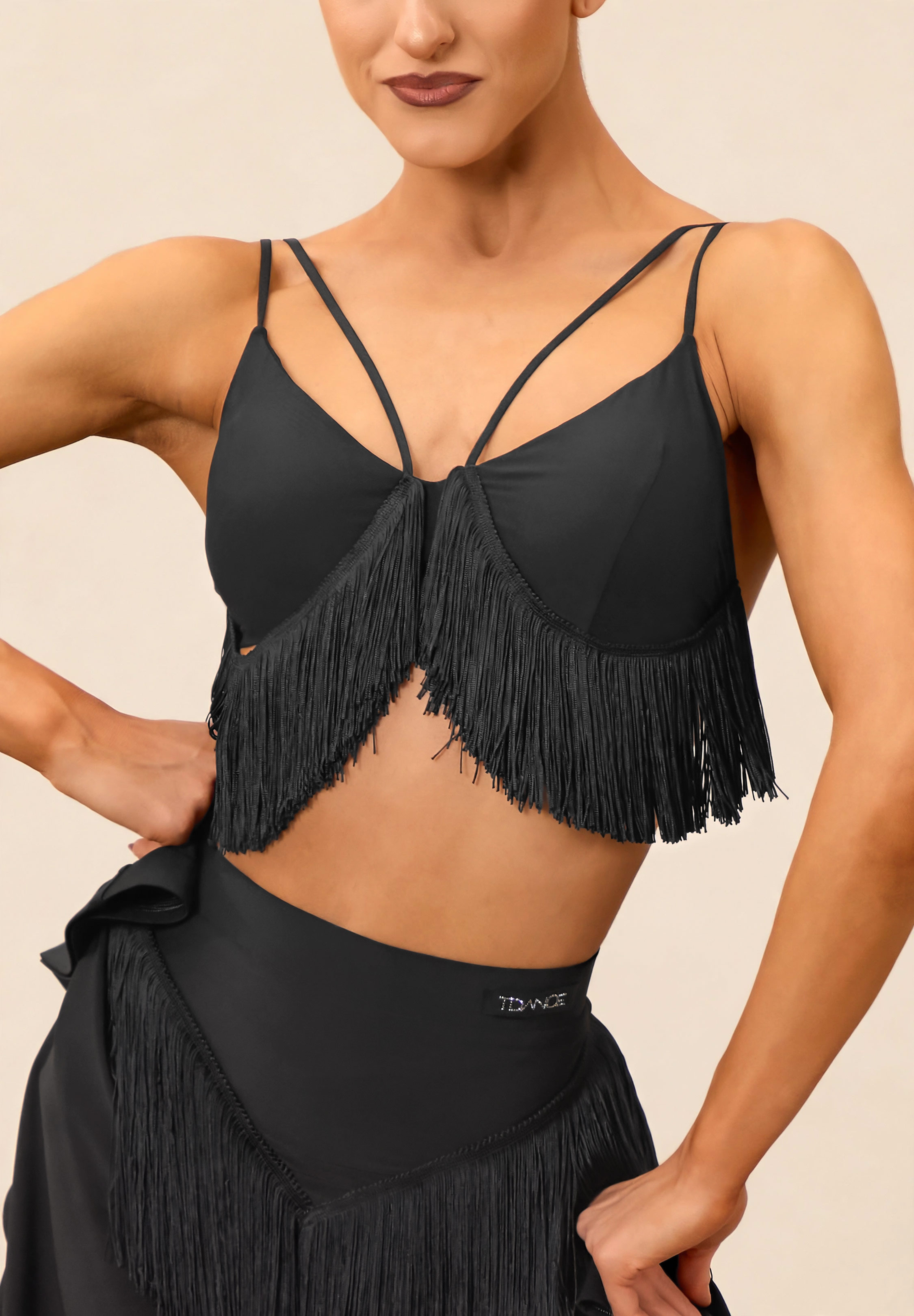 TDANCE Wild Motion Fringe Top GL-0345-Black