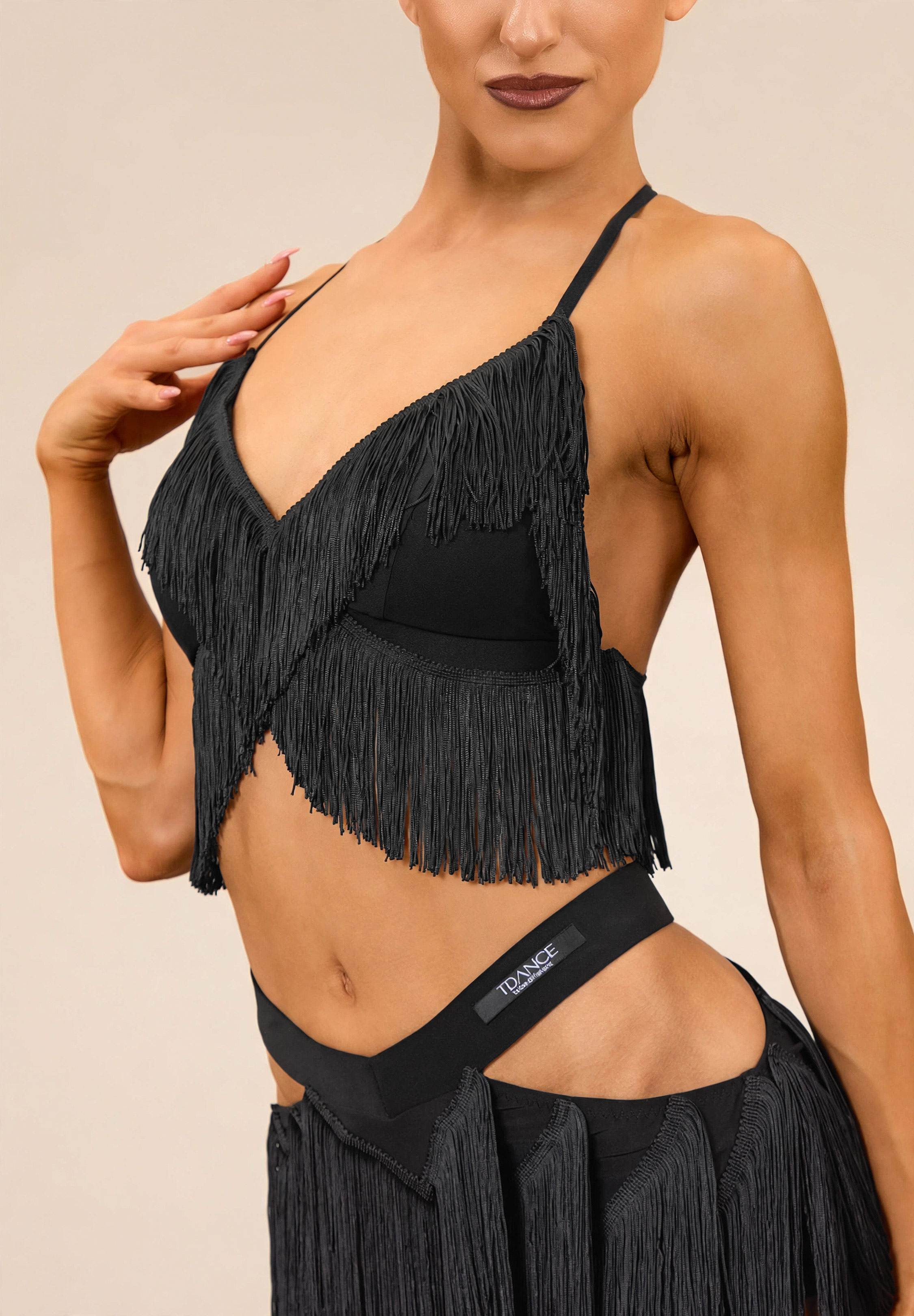 TDANCE Fringe Racerback Dance Top GL-0363-Black