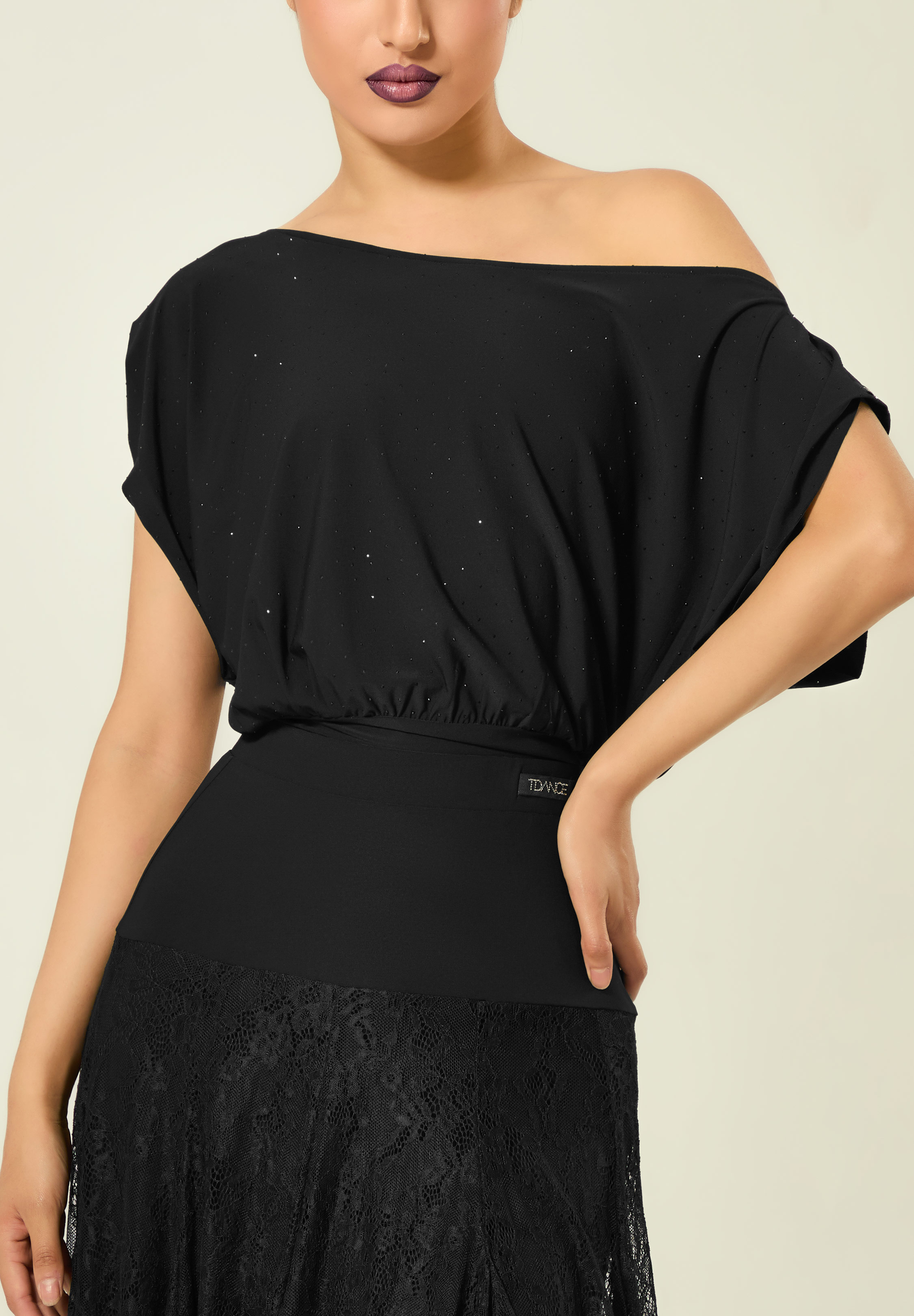 TDANCE Off-Shoulder Sparkle Top JM-0277-Black