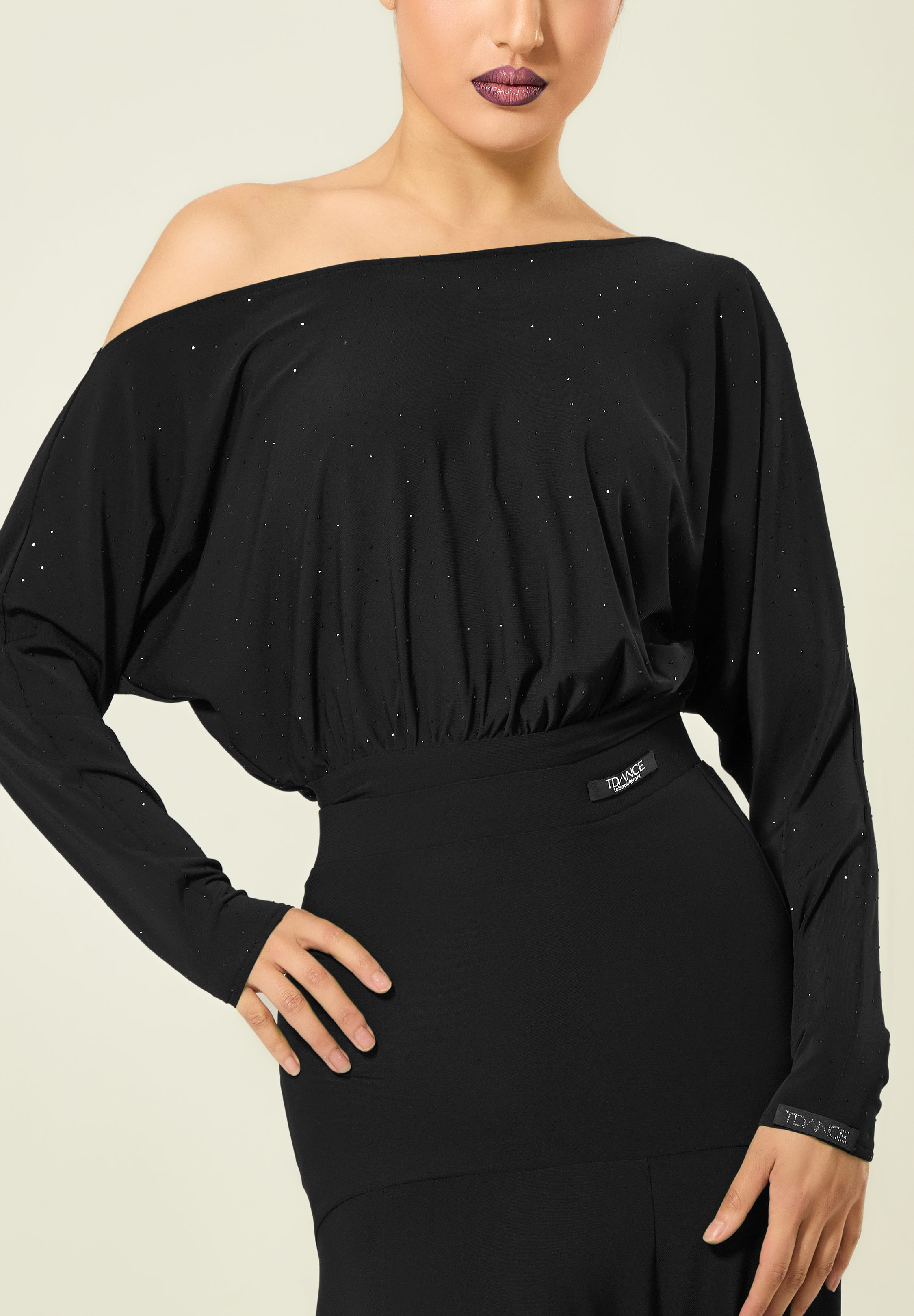 TDANCE Sleek Dolman Sleeve Top JM-0276-Black
