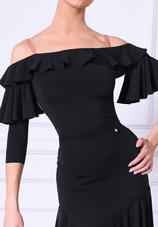 TID Ruffled Grace Practice Top B044-Black