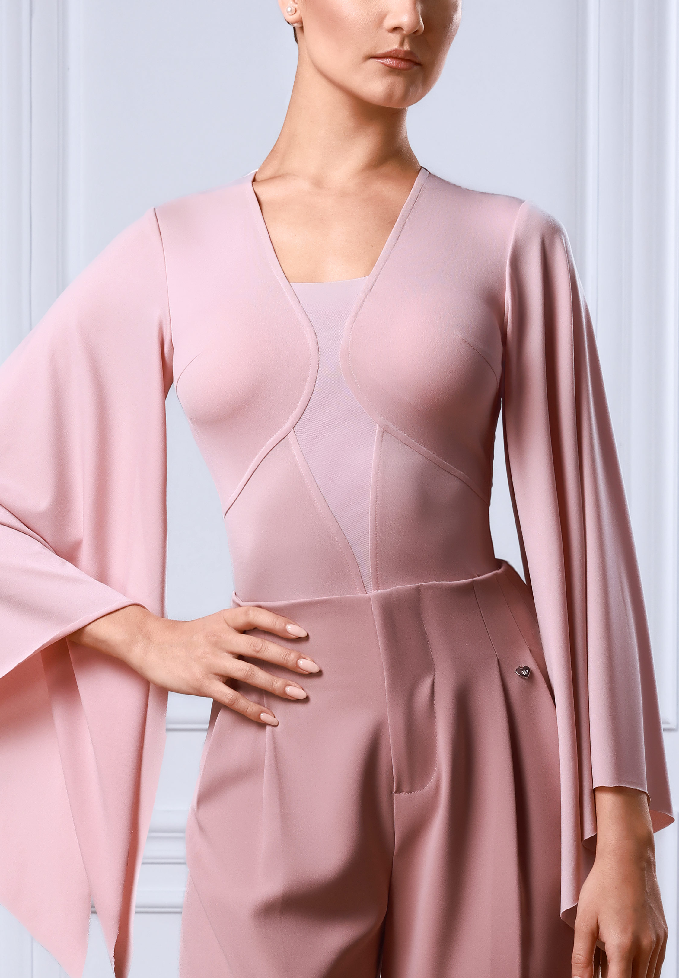 TID Shadow Spell Ballroom Bodysuit B076-Rose Pink