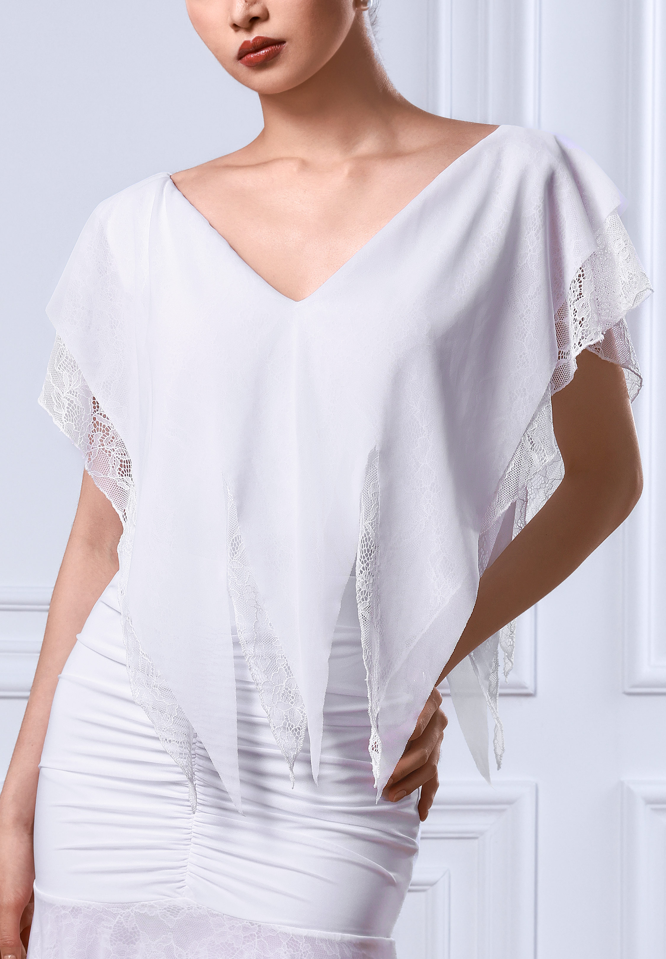 TID Ruffle Mirage Bodysuit B083-White