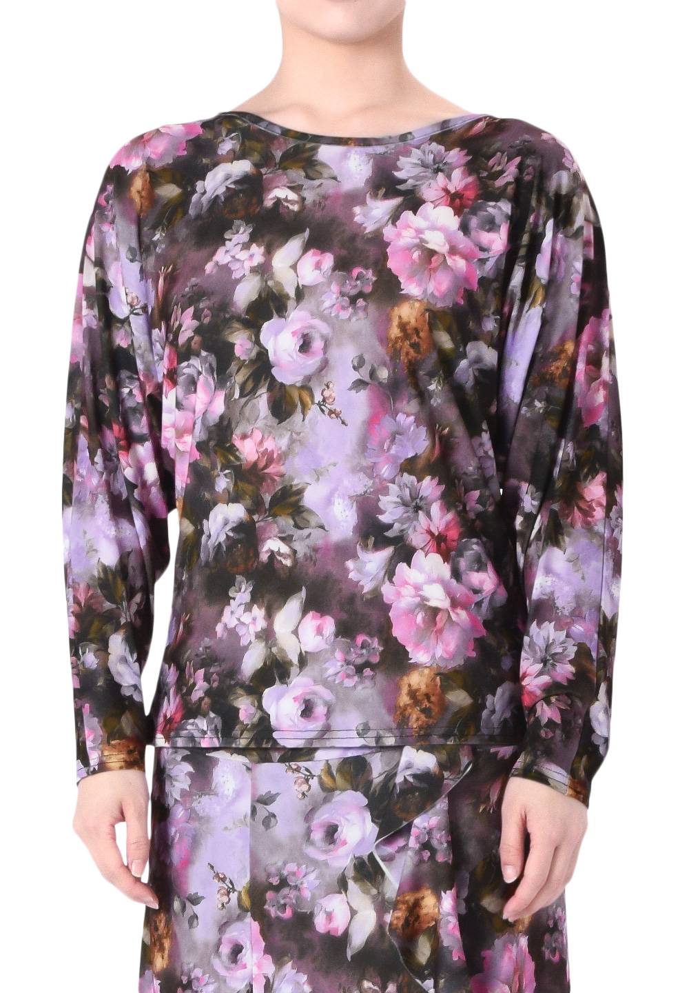 Taka Batwing Sleeve Dance Top KR1901RA-BL223-Pink Flower Print