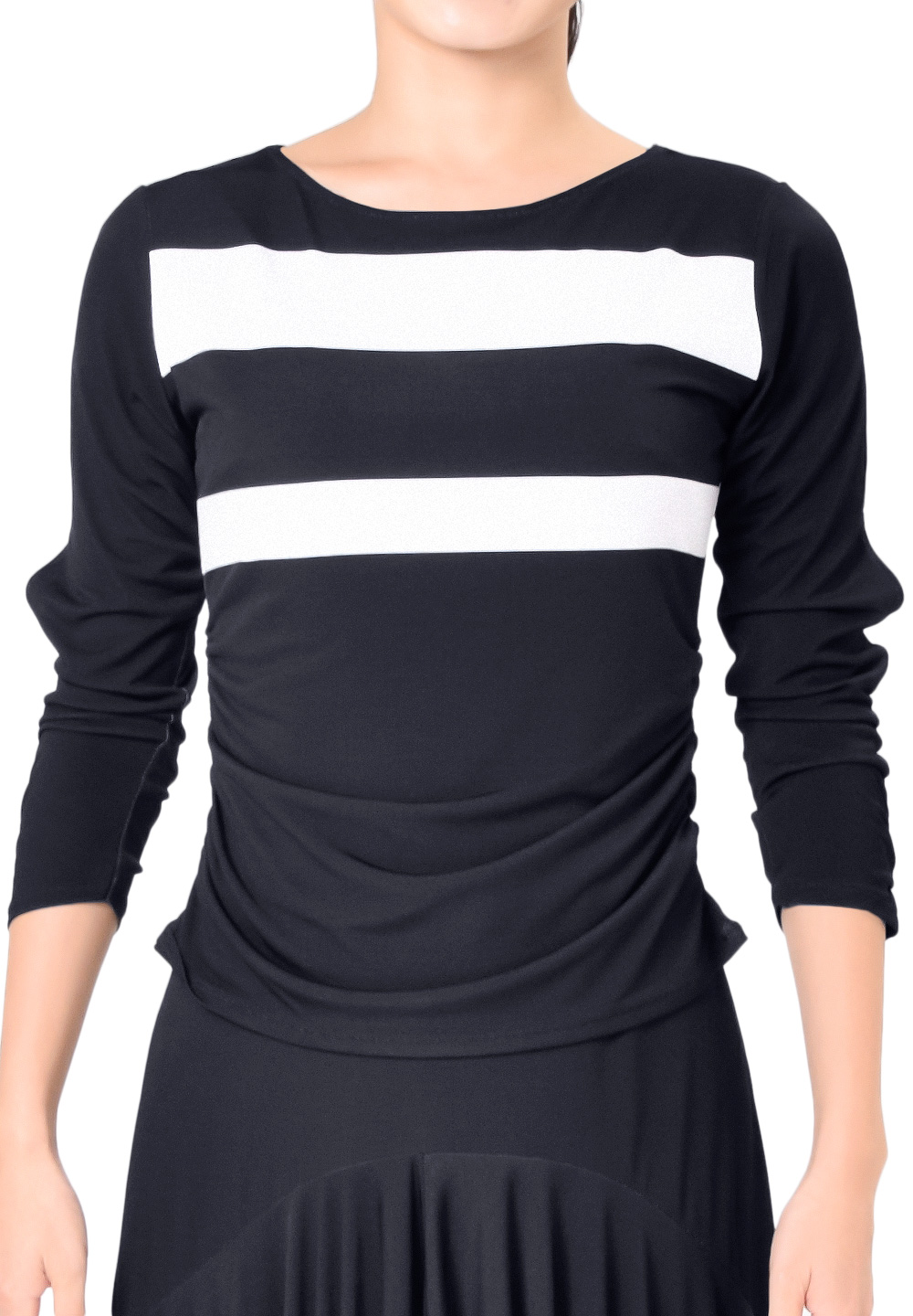 Taka Color Block Cutout Sleeve Dance Top LP-BL30-Black/White