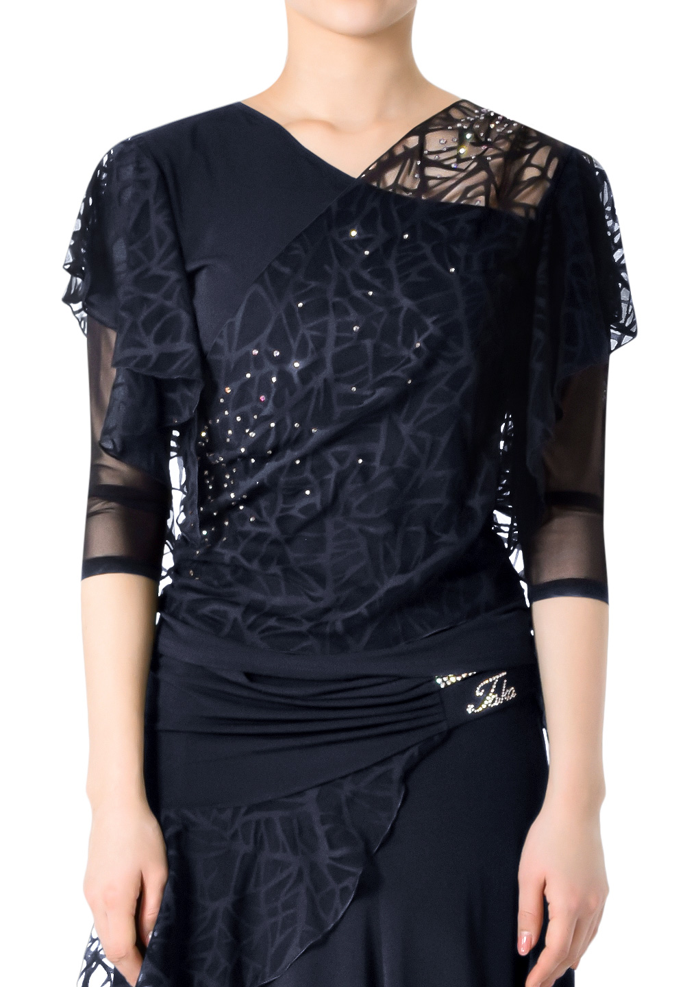 Taka Criss Cross Dance Top KR1901NA-BL229-Black