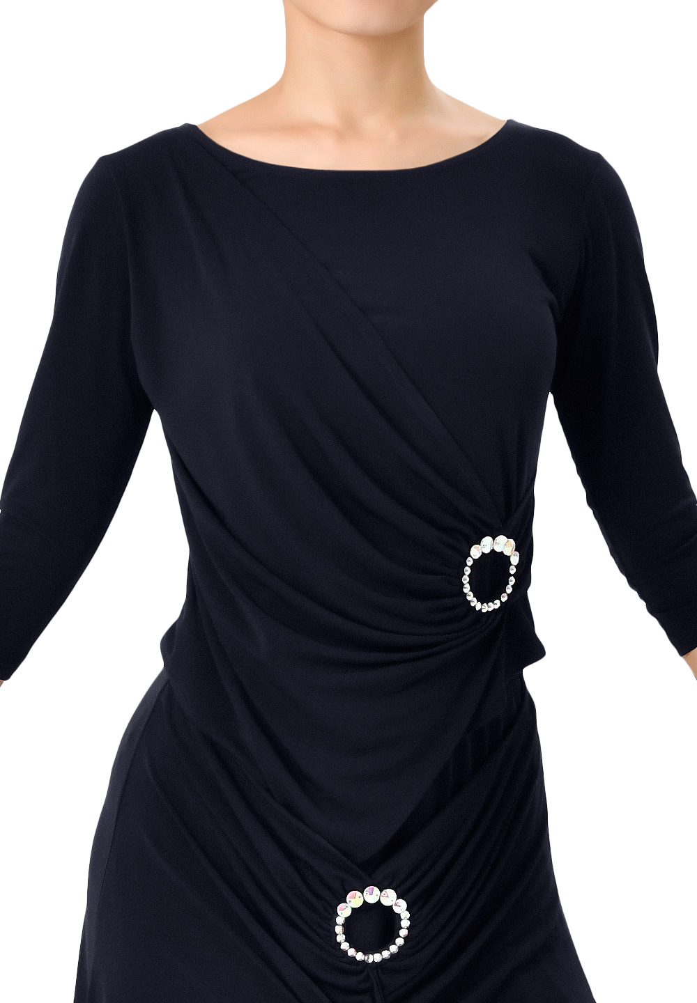 Taka Crystal Buckle Wrap Top KR1807NA-BL164-Black