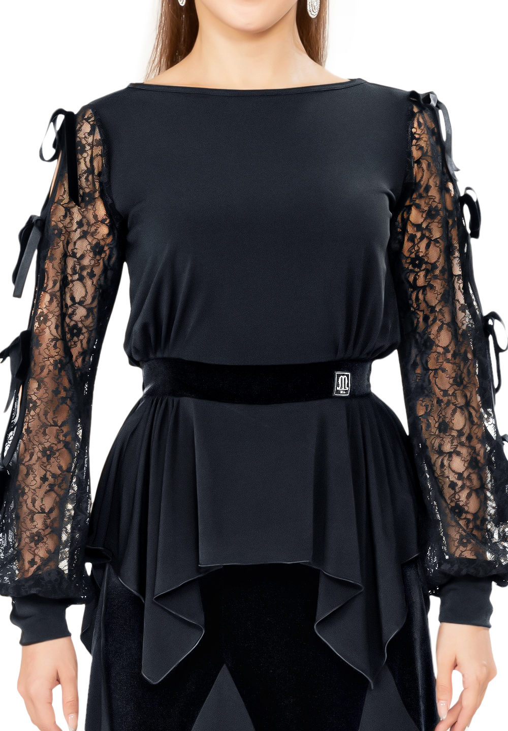 Taka Curved Waist Dance Top KRMU1908-BL11-Black Lace