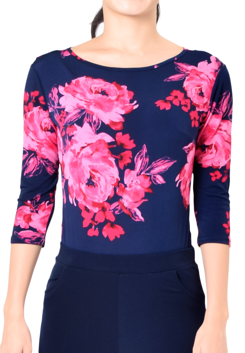 Taka Draped Back Floral Print Leotard KR1811NA-BL194-Pink/Flower Print