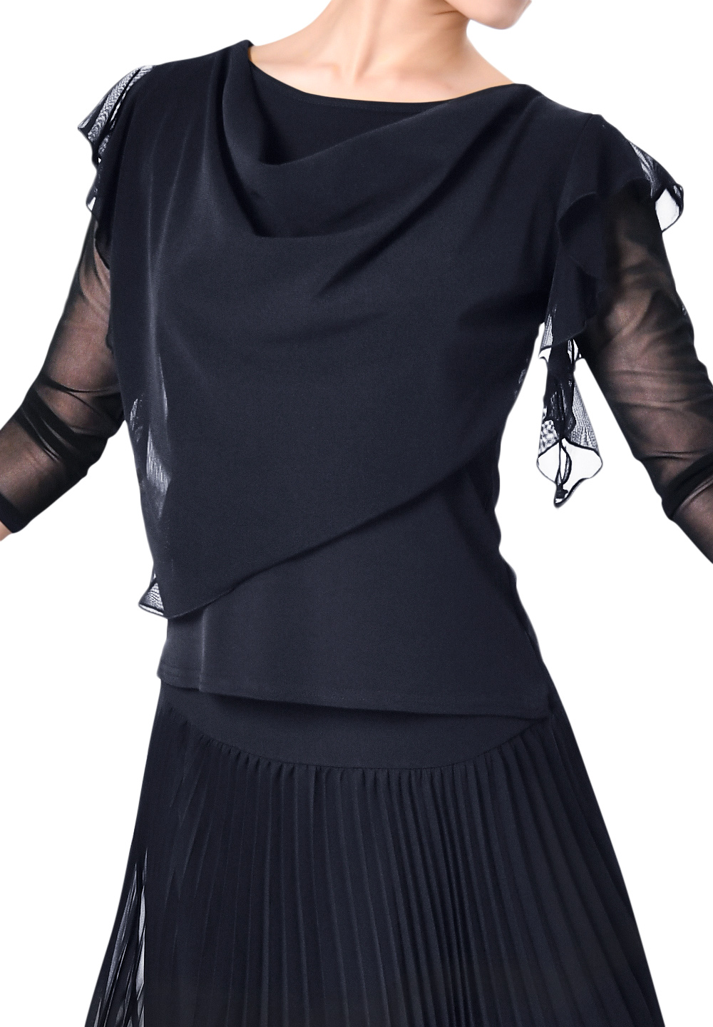 Taka Draped Dance Practice Top KR1810RA-BL182-Black