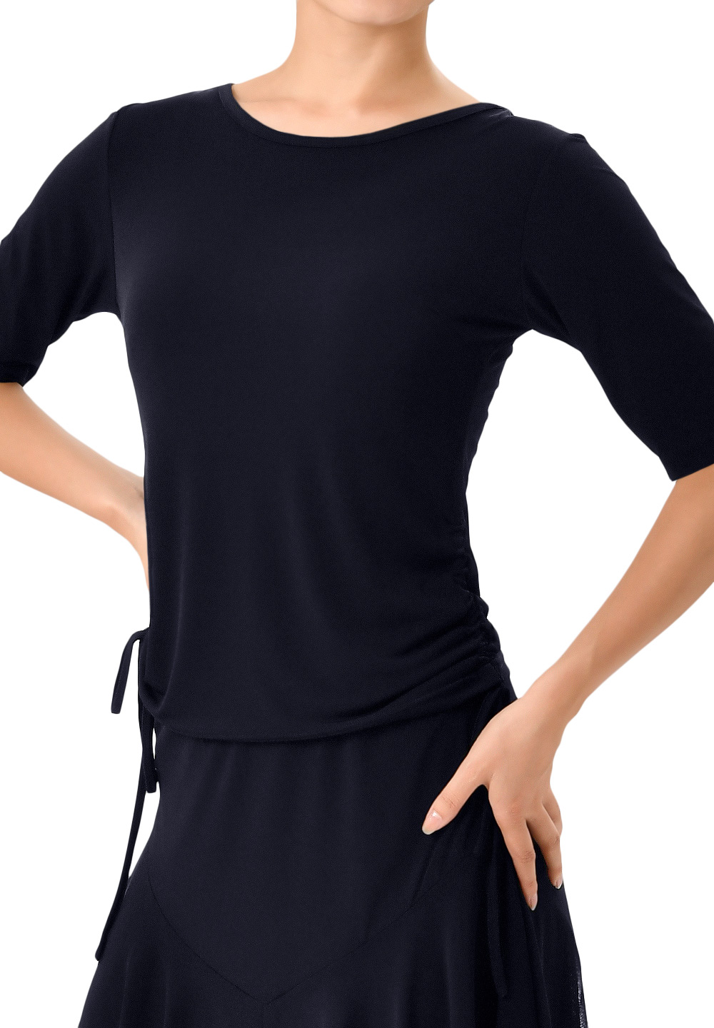 Taka Drawstring Half Sleeve Top KR1806NA-BL158-Black