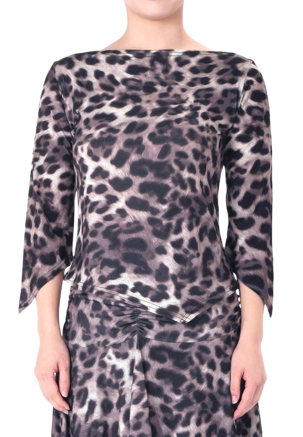 Taka Edgy Asymmetric Dance Top KR1901RA-BL225-Leopard