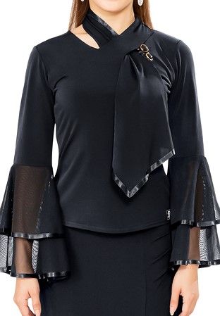 Taka Fashionable Crossing Neck Top KRMU1908-BL08-Black