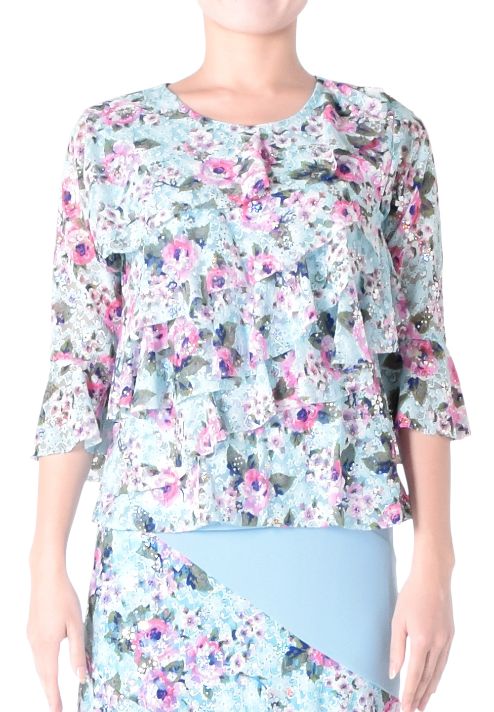 Taka Floral Lace Top KR1804DU-BL136-Blue / Lace