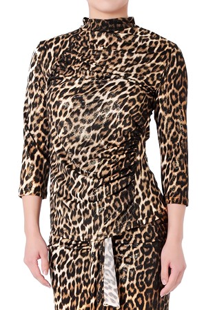 Taka High Collar Practice Top KR1812NA-BL218-Leopard