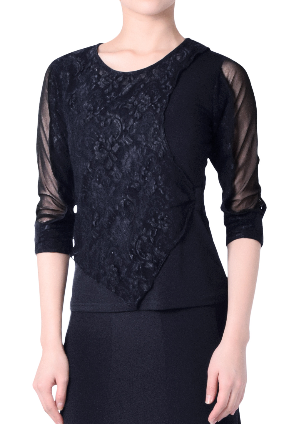 Taka Lace Covered Dance Top KR1811NA-BL205-Black/Lace