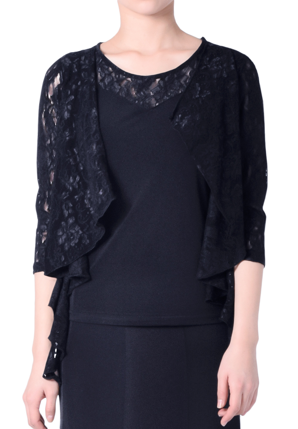 Taka Lacy Cardigan Dance Top KR1811NA-BL206-Black/Lace