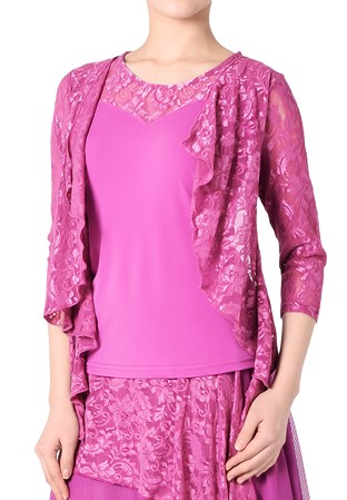 Taka Lacy Cardigan Dance Top KR1811NA-BL206-Pink/Lace