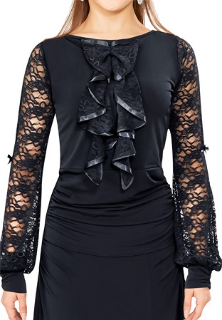 Taka Ladies Lace Butterfly Dance Top KRMU1908-BL10-Black Lace