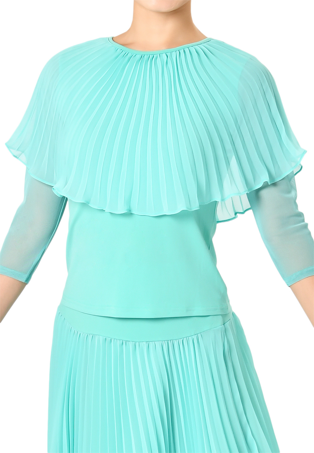 Taka Pleated Cape Dance Top KR1804NA-BL138-Mint Green