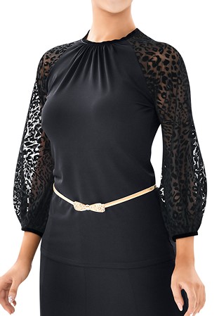 Taka Raglan Puff Sleeve Dance Top LP-BL55KR-Black Leopard
