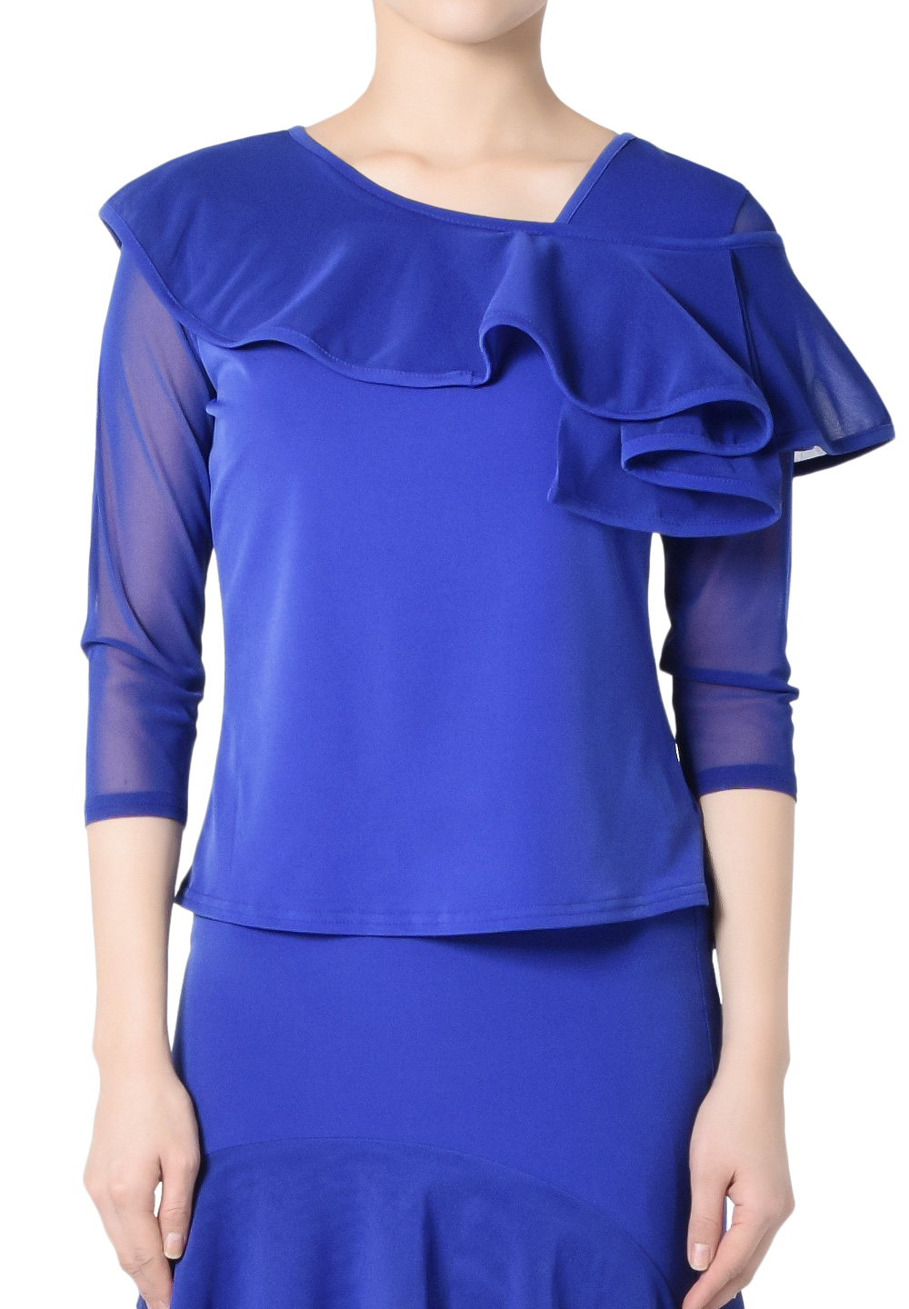 Taka Ruffled Collar Dance Top KR1812RA-BL215-Blue