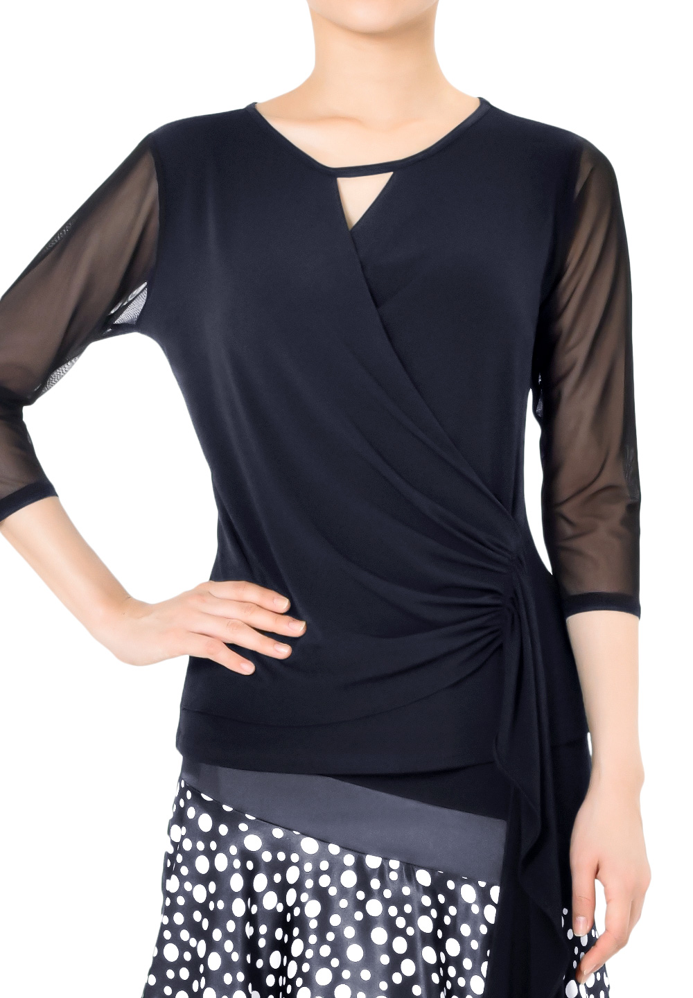 Taka Side Frill Practice Top KR1905NA-BL252-Black