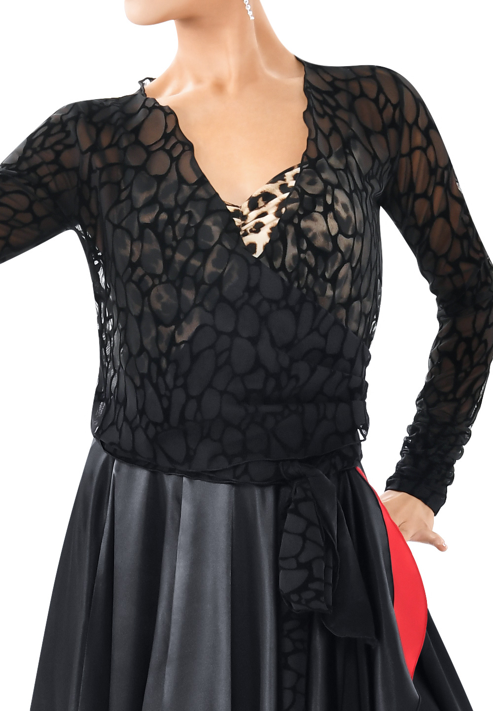 Taka Ultrathin Tie Up Wrapped Dance Top LP-BL53-Black Lace