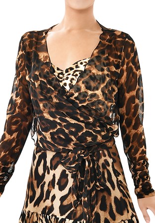 Taka Ultrathin Tie Up Wrapped Dance Top LP-BL53-Brown Leopard