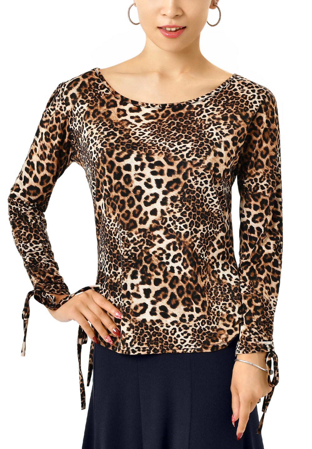 Taka Womens Drawstring Edge Dance Top KR1708-BL69-Gold/Leopard
