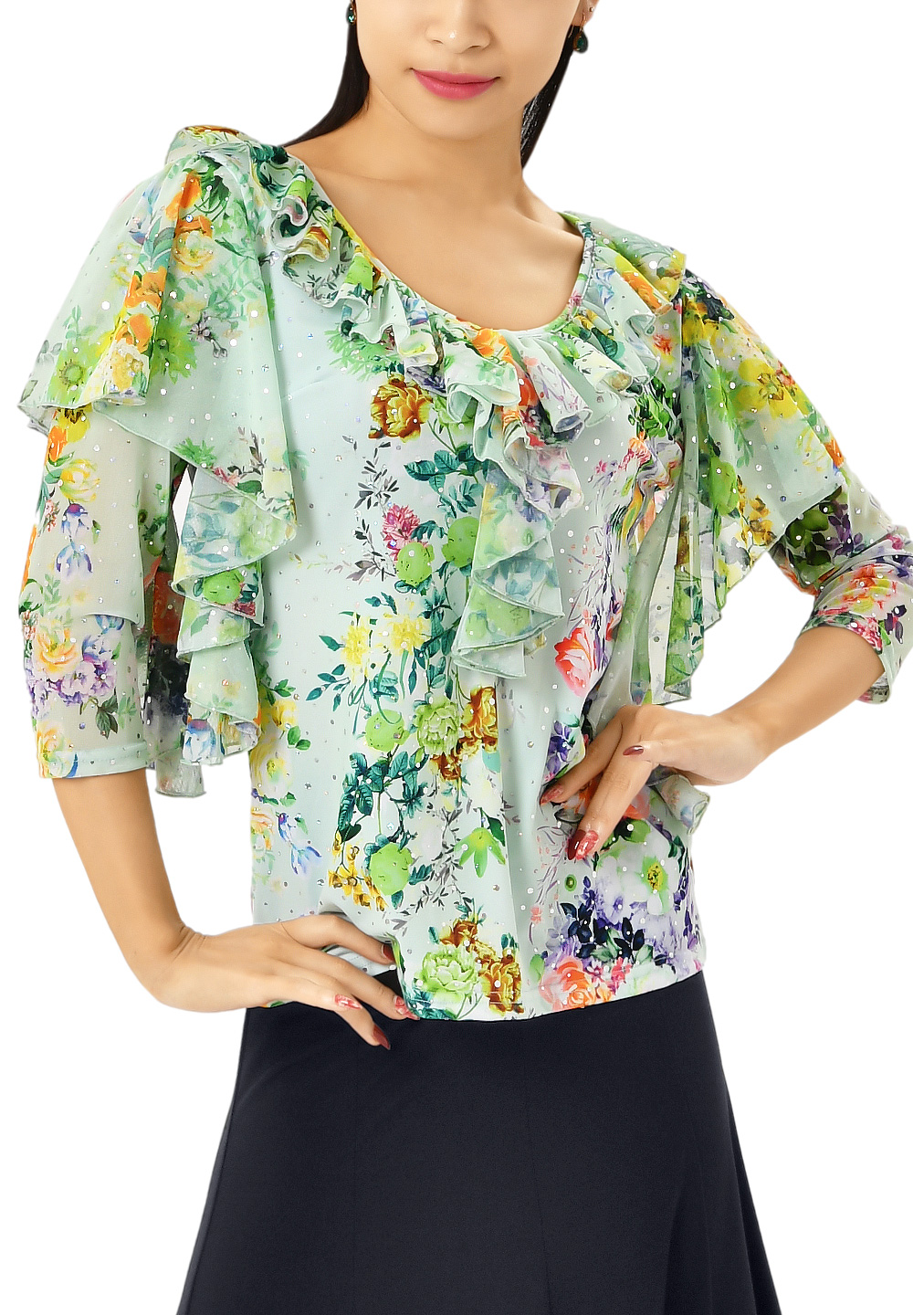 Taka Womens Frill Edge Dance Top KR1706-BL52-Mint Green
