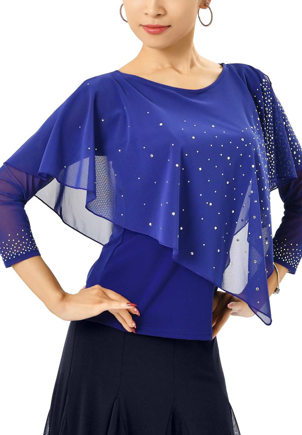 Taka Womens Overlay Dance Top KR1706-BL56-Blue