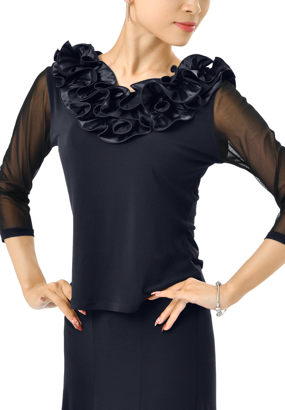 Taka Womens Rosette Neck Dance Top KR1706BL55 Tops