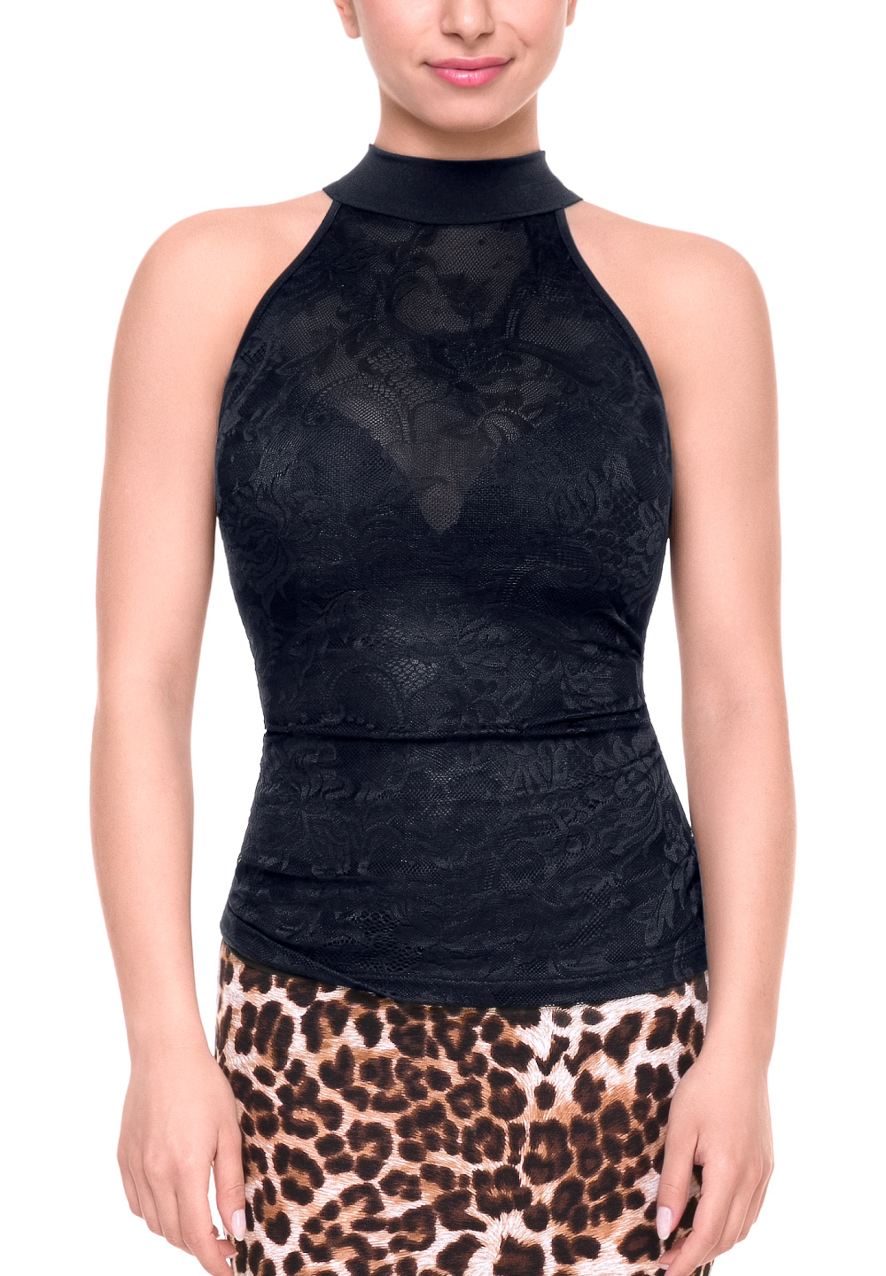 Tasha by Popcon Halter Neck Lace Latin Top TWLT003-Black