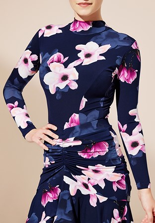 PopconAtelier High Neck Fitted Dance Body 016-Navy/Pink