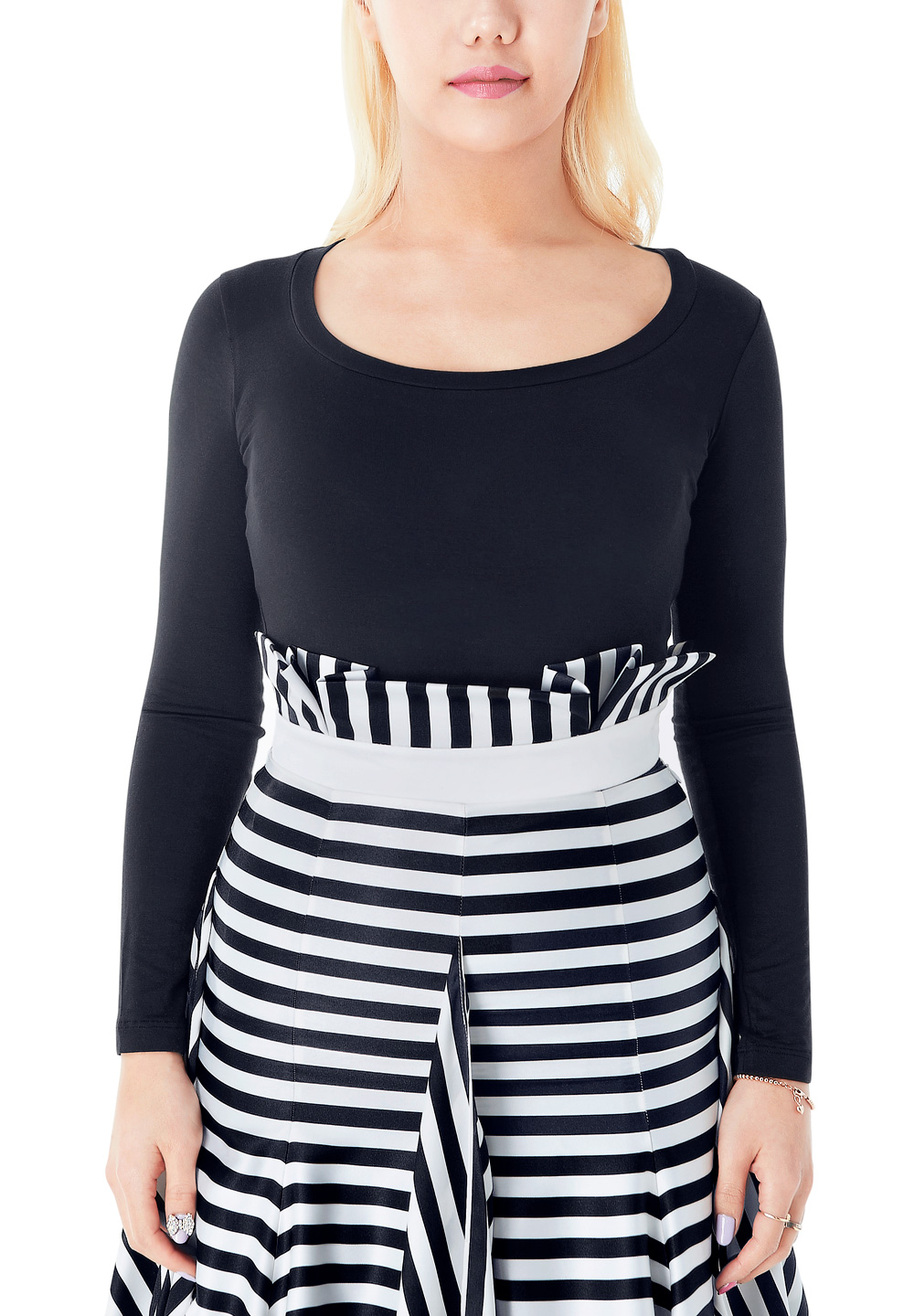 Tasha by Popcon Scoop Neck Top TWLT010-Black