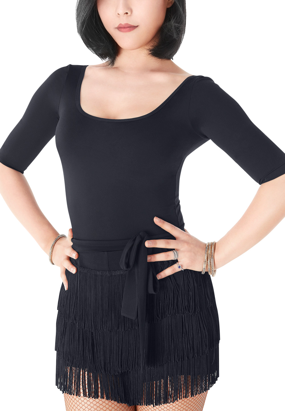 Tasha by Popcon Scoop Neck Top TWLT011-Black