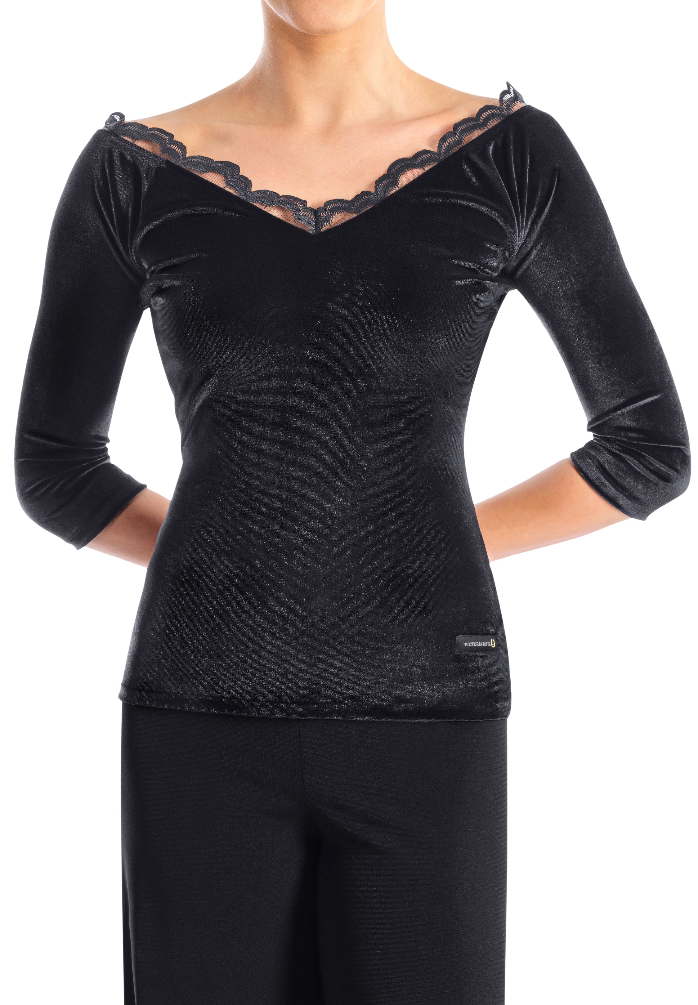 Victoria Blitz Page Velvet Dance Top-Black