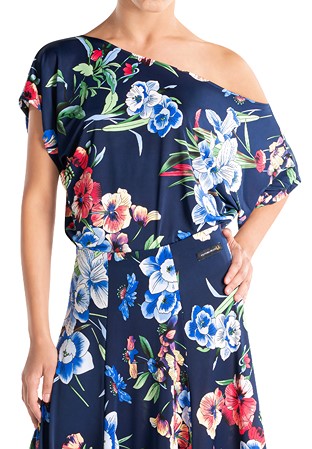 Victoria Blitz Pisa Ladies Dance Top-Blue Flower Print