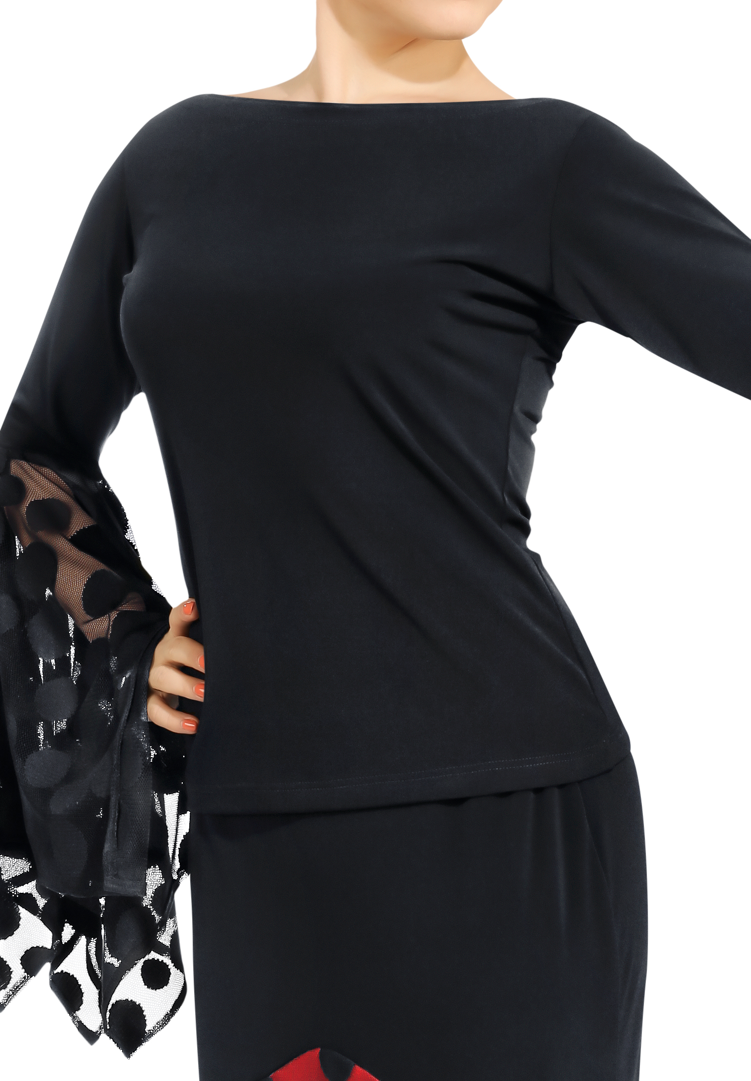 Zdenka Arko Oversize Sleeve Dance Top T1701-Black/Black Dot